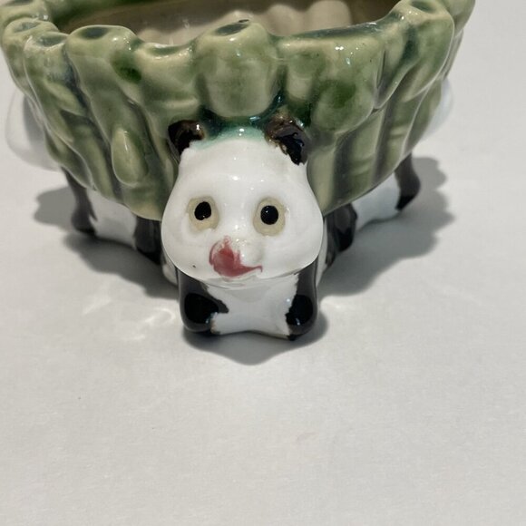 VTG Ceramic PANDA BEAR Planter Bamboo Holder Pot Fisherman's Fortune Majolica - Picture 2 of 8